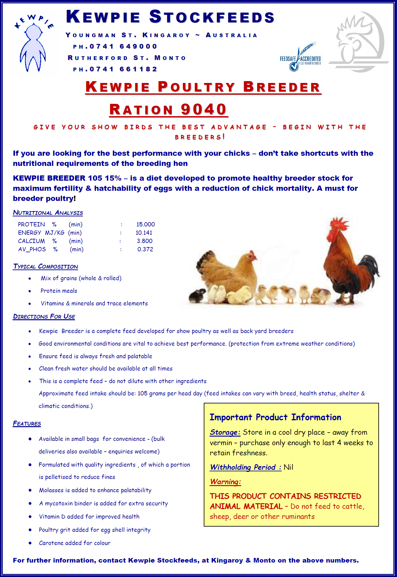 Kewpie Poultry Breeder 9040