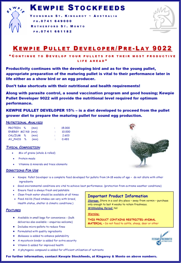 Kewpie Pullet Developer 9022